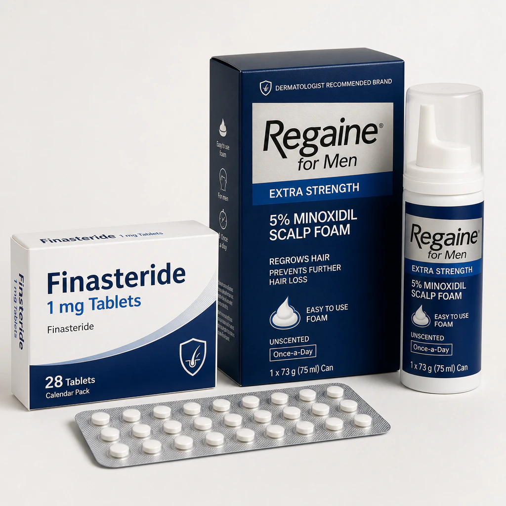 Finasteride + Minoxidil packaging