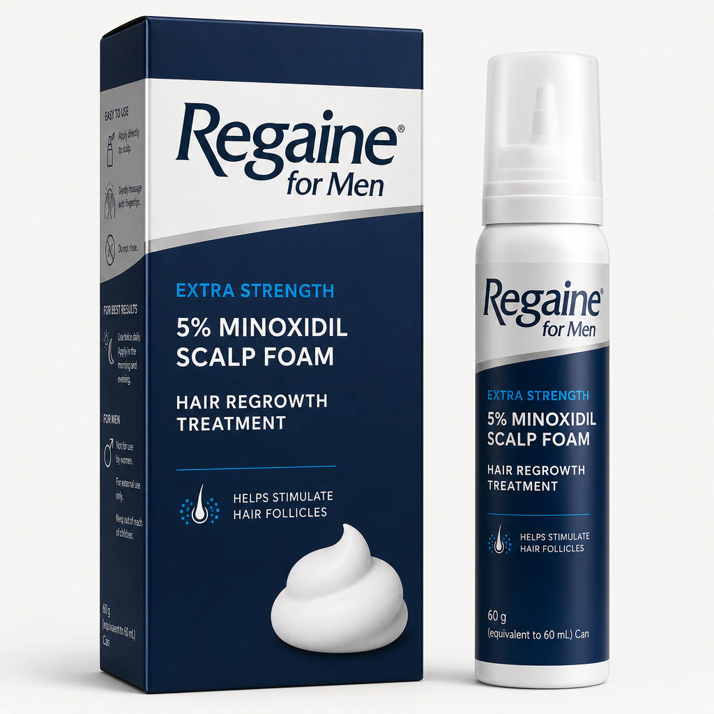 Minoxidil Foam (5%) packaging